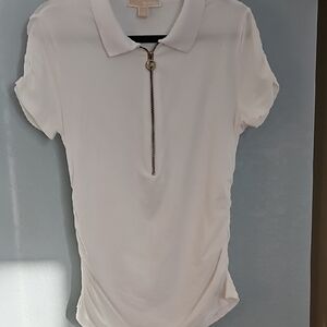 Michael Kors White Short Sleeve Polo Top